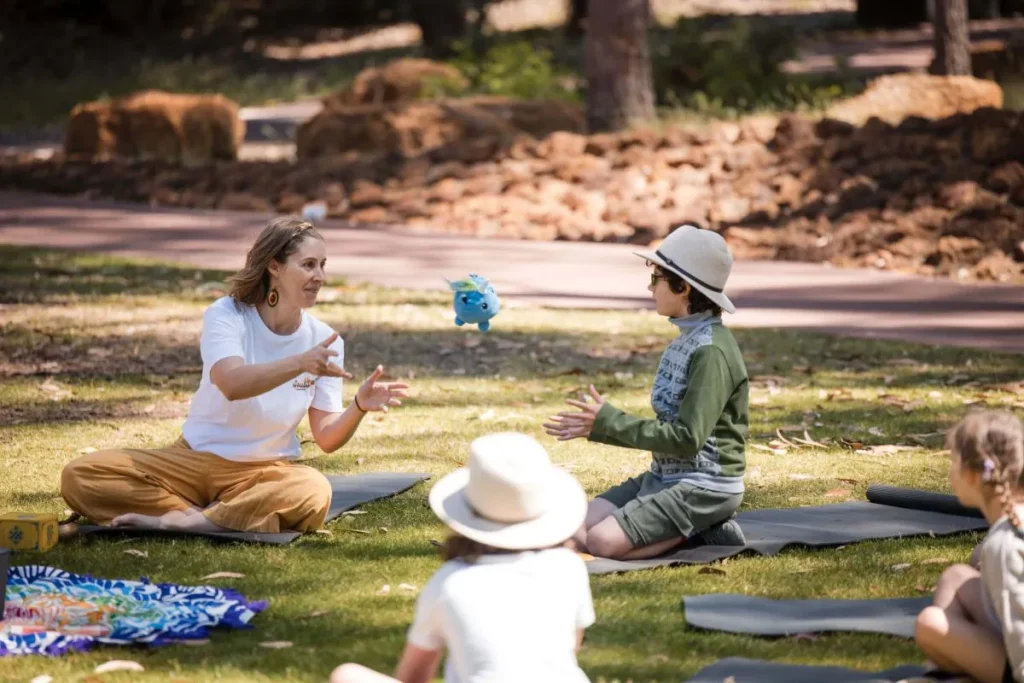 We play games to get to know each other an feel safe in our yoga classes.